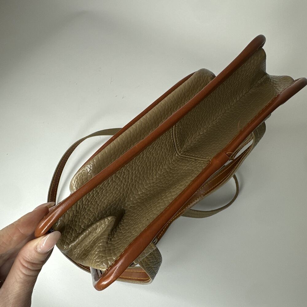 Vintage Korean Pebbled Leather Backpack Turn Lock Natural Tan Brown Stylish Cute - Picture 9 of 16